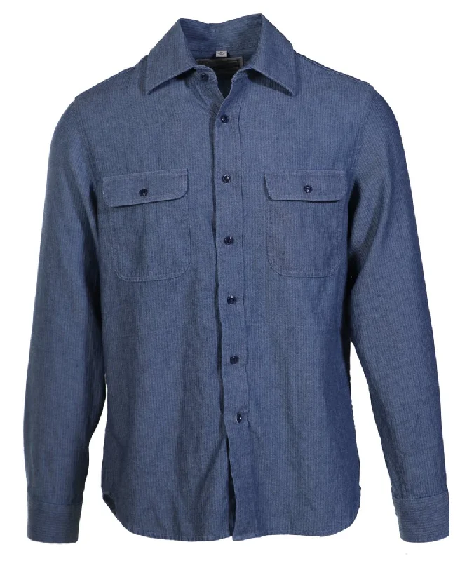 Schott NYC Men's Long Sleeve Denim Shirt - Herringbone