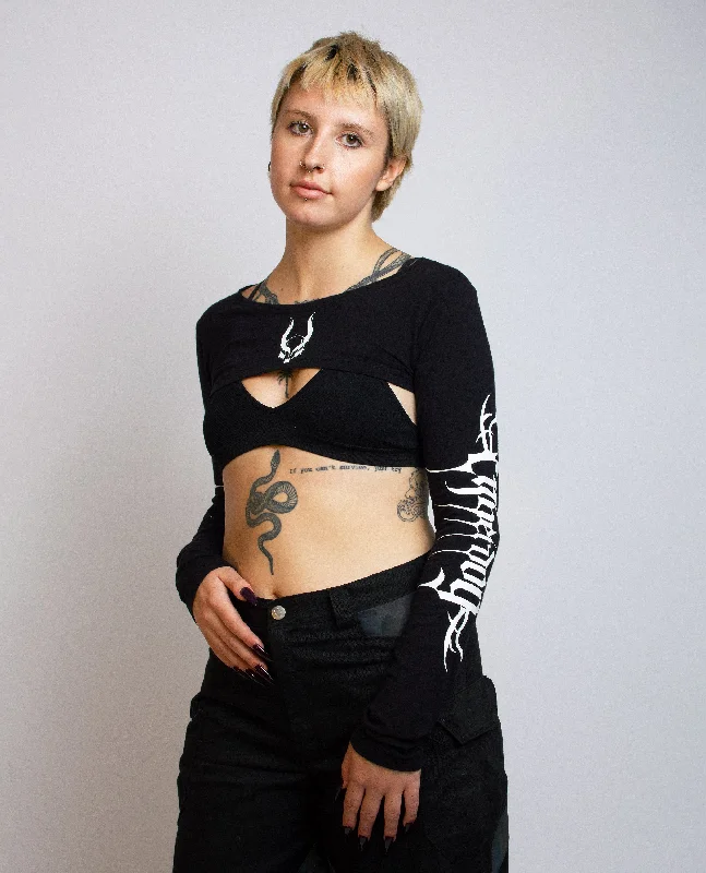 Weekend Offers That Dazzle CROP LONG SLEEVE TOP CYBERLUX