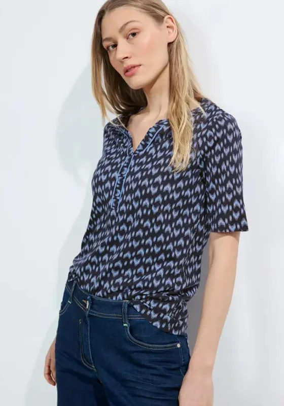 Massive Deals Cecil Print Tunic Blouse, Universal Blue