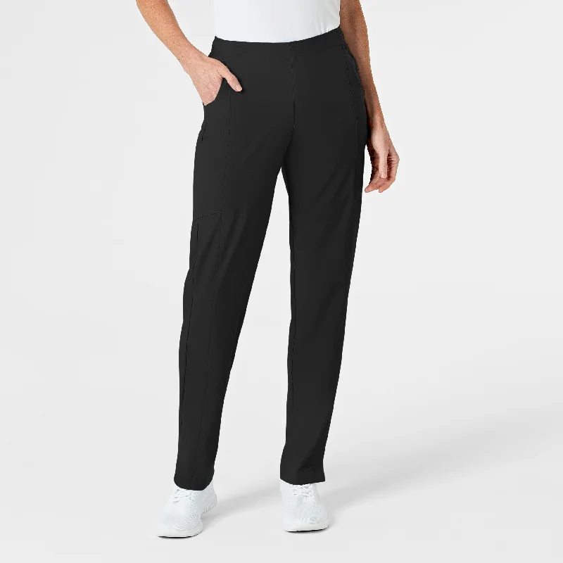 Super Sale W123 Women's Flat Front Cargo Scrub Pant - Black