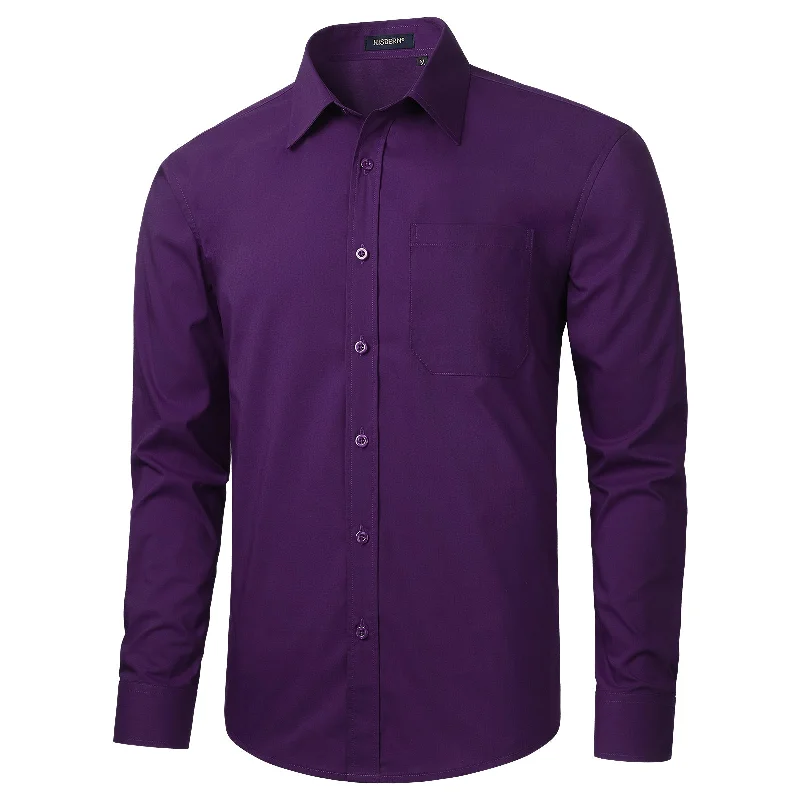 Men's Dress Shirt with Pocket - PURPLE