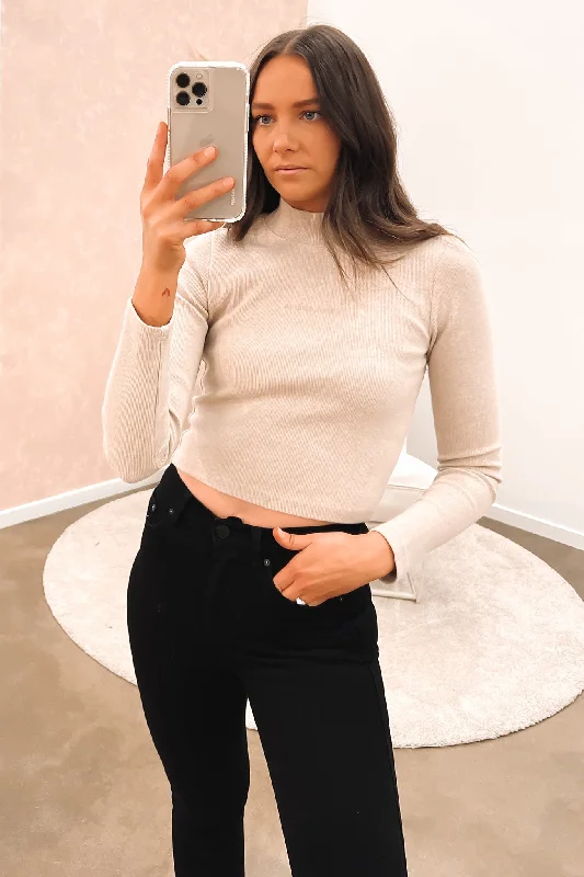 Weekend Deals That Spark A Heather Long Sleeve Mock Neck Tan Marle