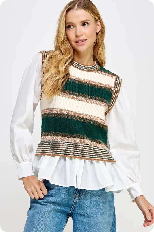Weekend Bargains to Love Gracie Striped Layered Sweater