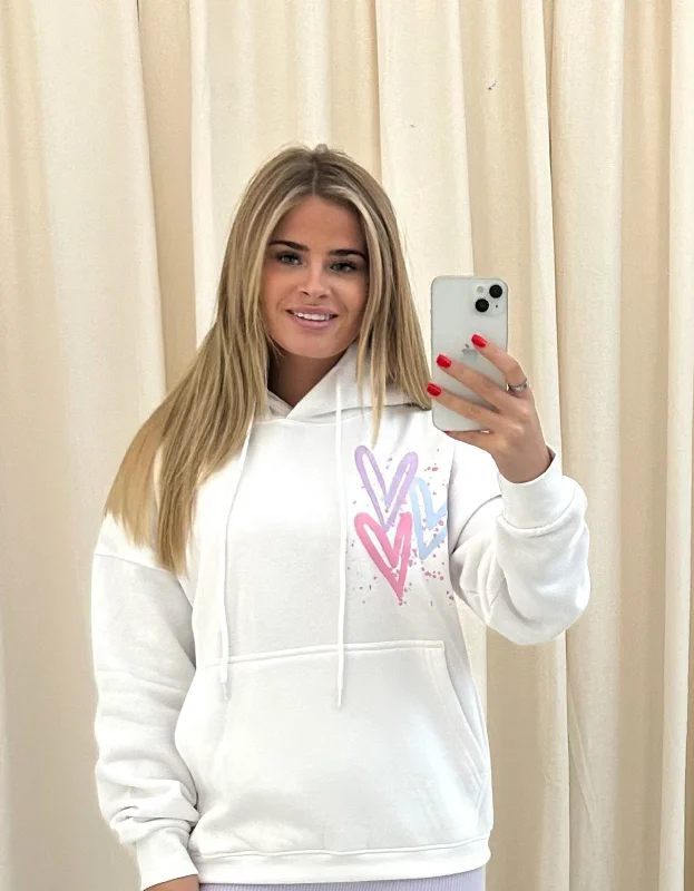 Now Available Miss Runway Pastel Heart Graffiti Hoodie White