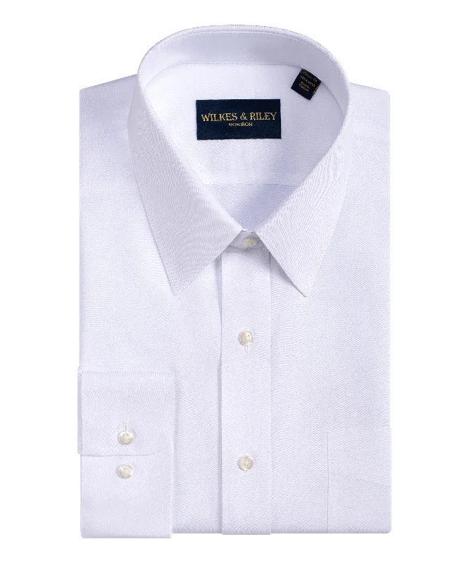 Tailored Fit White Point Collar Supima® Cotton Non-Iron Pinpoint Oxford Dress Shirt