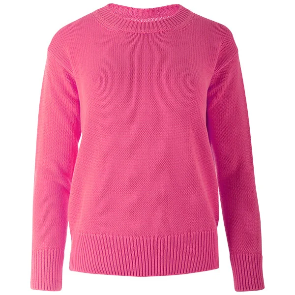 Act Fast Oversized Round Neck Pullover in Fuchsia