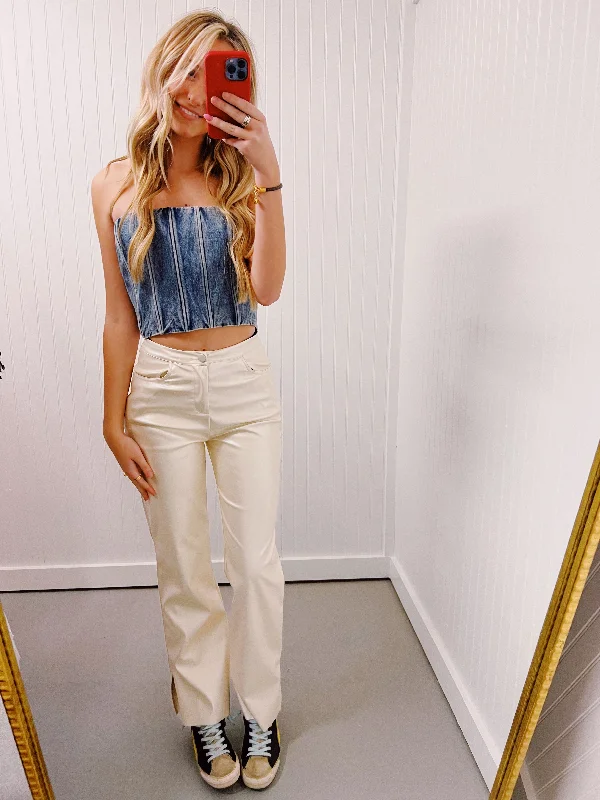 Act Now Josie Denim Corset Top - Denim