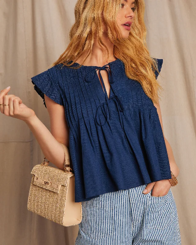 Weekend Deals That Impress Gina Linen Tie Neck Blouse