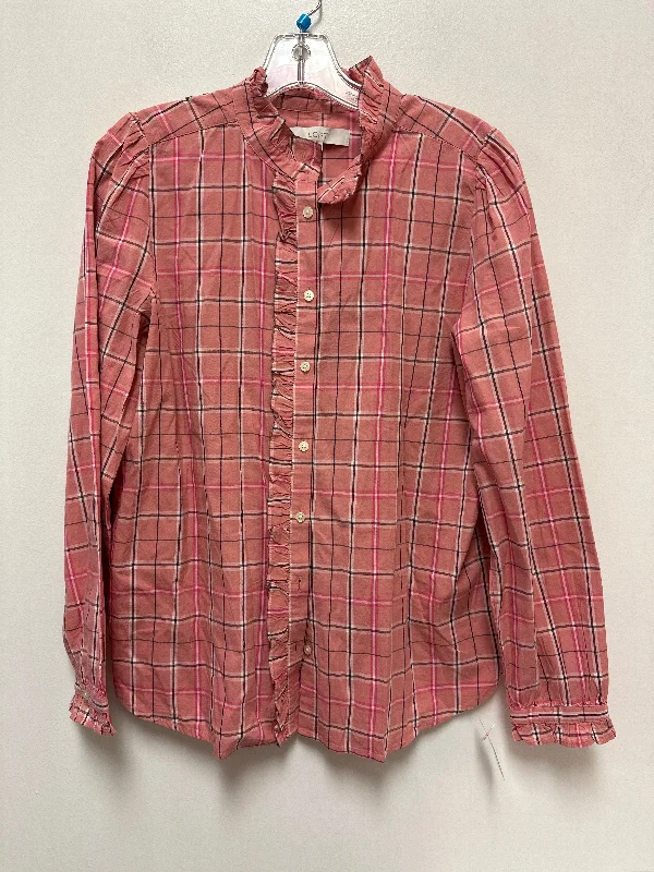 Weekend Specials to Cherish Blouse Long Sleeve By Loft In Pink, Size: M