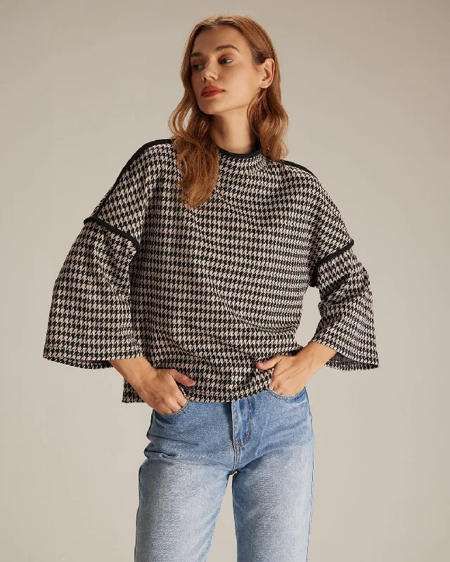 Must-Have Deals The Black Mock Neck Houndstooth Sweatshirt