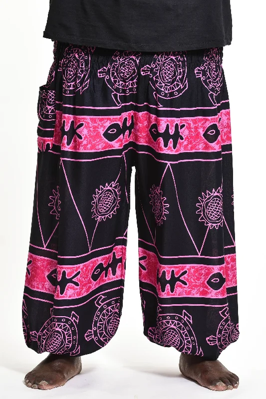 Daily Specials Plus Size Unisex Turtle Print Harem Pants in Pink