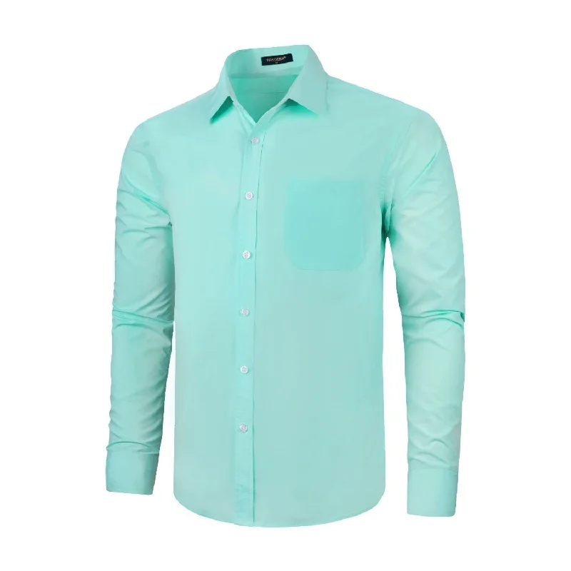 Men's Dress Shirt with Pocket - CYAN BLUE