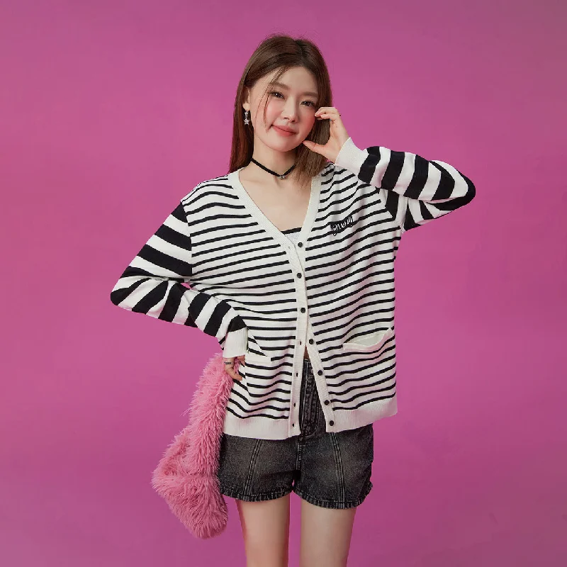 Crazy Deals Striped Loose Fit Cardigan