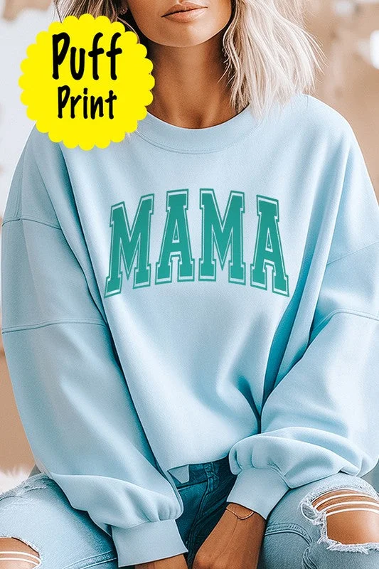 Weekend Bargains to Celebrate Puff Print Teal Mama Graphic Sweatshirt