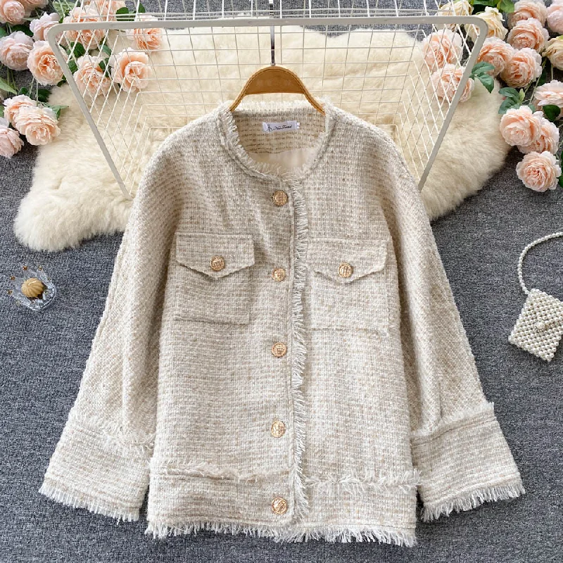 Extra Savings French small fragrant wind tweed coat autumn and winter celebrity temperament versatile top  1562