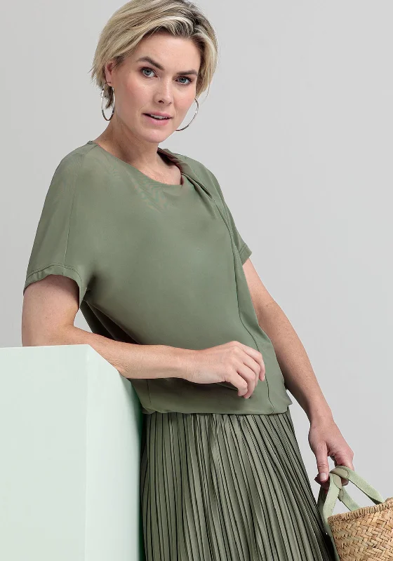 Super Deal Bianca Sia Twist Panel Elastic Jersey Top, Green