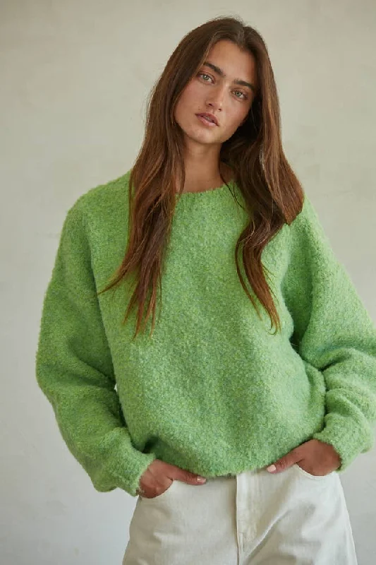Weekend Deals That Excite Chunky Spring Green Knit Sweater