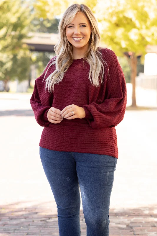 Sneak Peek Sale Fun Times Never End Sweater, Burgundy
