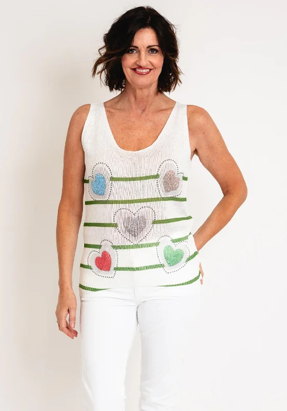 Great Deals Serafina Collection One Size Hearts V Neck Top, White