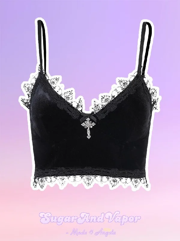 Fantastic Offers Fallen Angel Goth Lace Crop Top