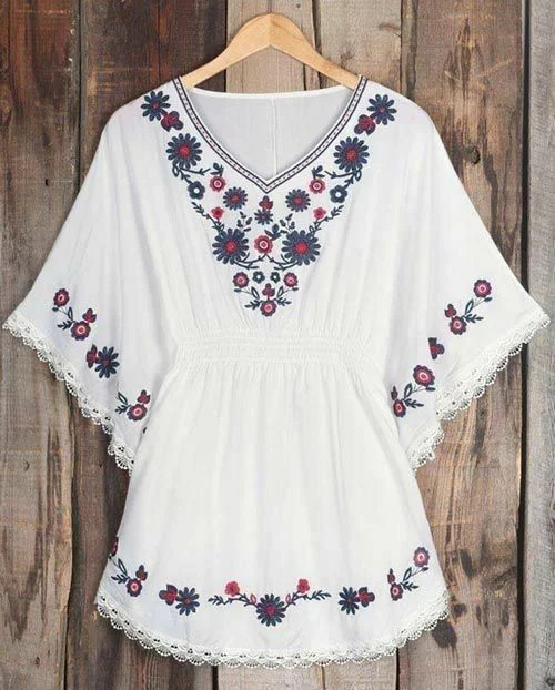 Weekend Deals That Amaze Trendy White long top-tunics with embroidery work for women Weekend Deals That Amaze Trendy White long top-tunics with embroidery work for women
