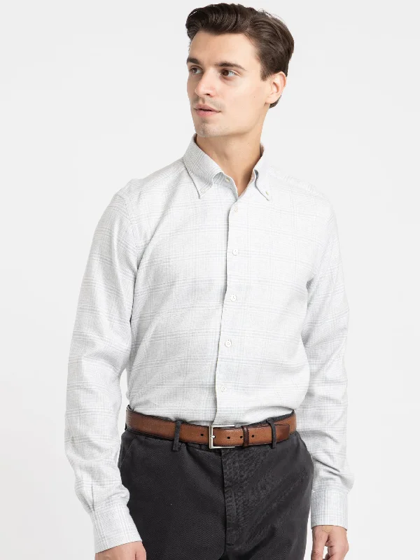 Grey Cotton-Blend Modern Fit Dress Shirt