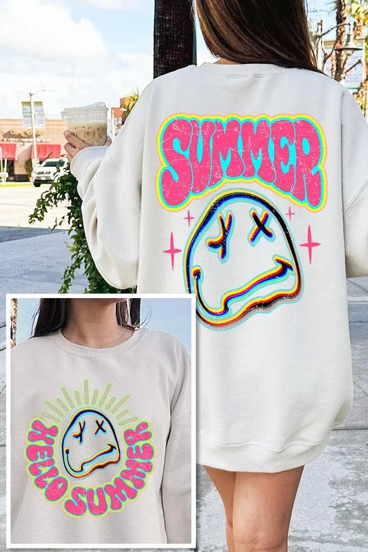 Weekend Deal Summer Face Front Back Graphic Fleece Sweatshirts