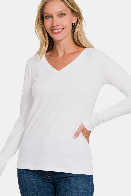 Price Slash Zenana Full Size V-Neck Long Sleeve T-Shirt