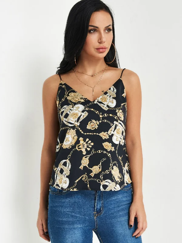 Can't Beat Custom V-Neck Sleeveless Black Camis