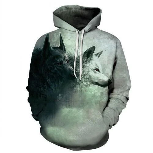 Can't Beat Wolfie 3D  Print Hoodie, Khaki