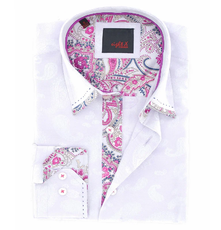 Slim Fit Lilac Paisley Cotton Dress Shirt