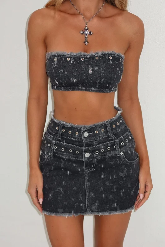 Weekend Deals That Sparkle STARLYNN CROP TOP BLACK WASH
