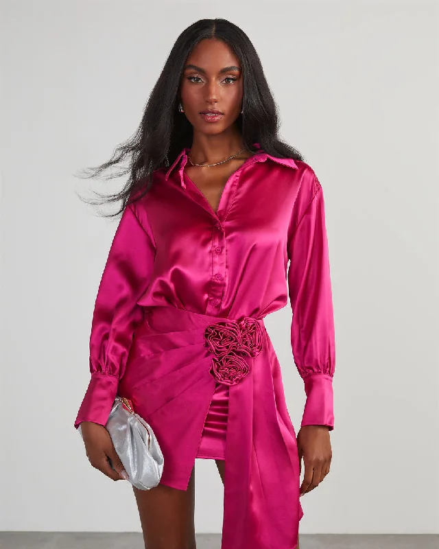 Weekend Offers That Shine Office & After Dark Satin Button Up Bodysuit