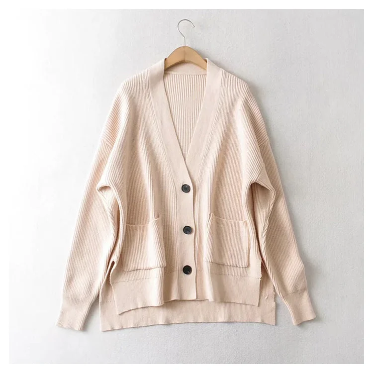 Year-End Sale Lazy sweater loose pocket knit cardigan  7440