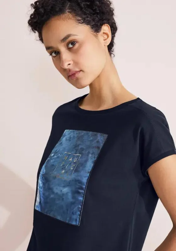 Weekend Bargains Just for You Street One Printed Patch T-Shirt, Deep Blue