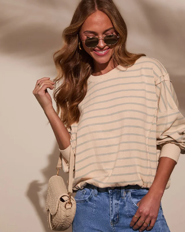 Weekend Savings Galore Classic Feel Striped Oversized Sweatshirt