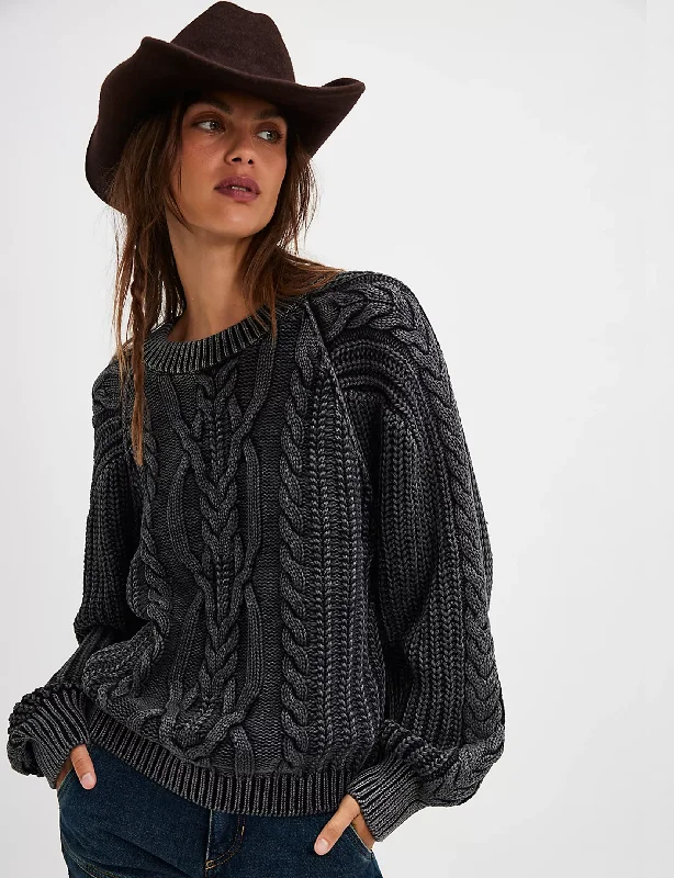 Super Sale Frankie Cable Sweater, Black