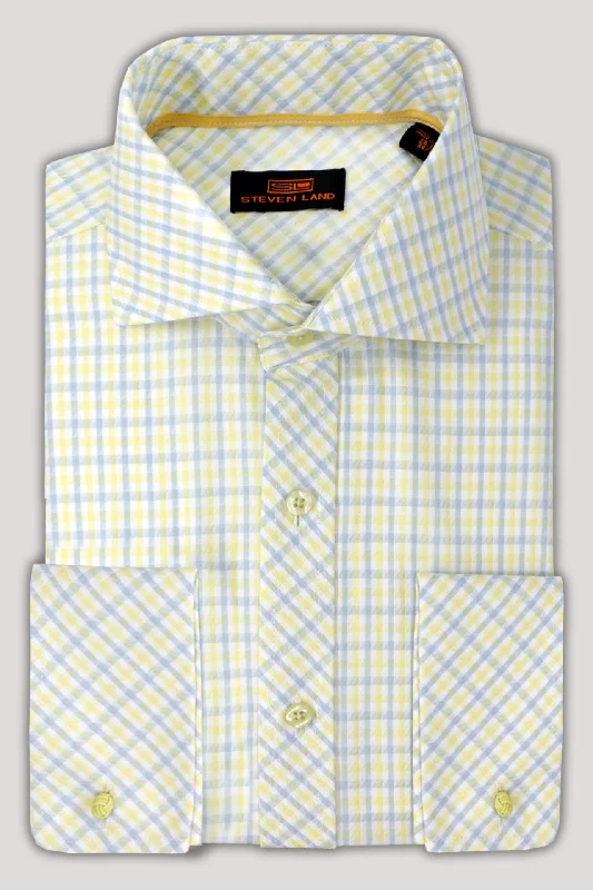 Steven Land Dress Shirt  | Trim and Classic Fit | Arlo 100% Cotton | Color Yellow