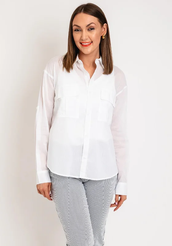Weekend Specials to Enjoy Eva Kayan Semi Sheer Linen Blouse, White