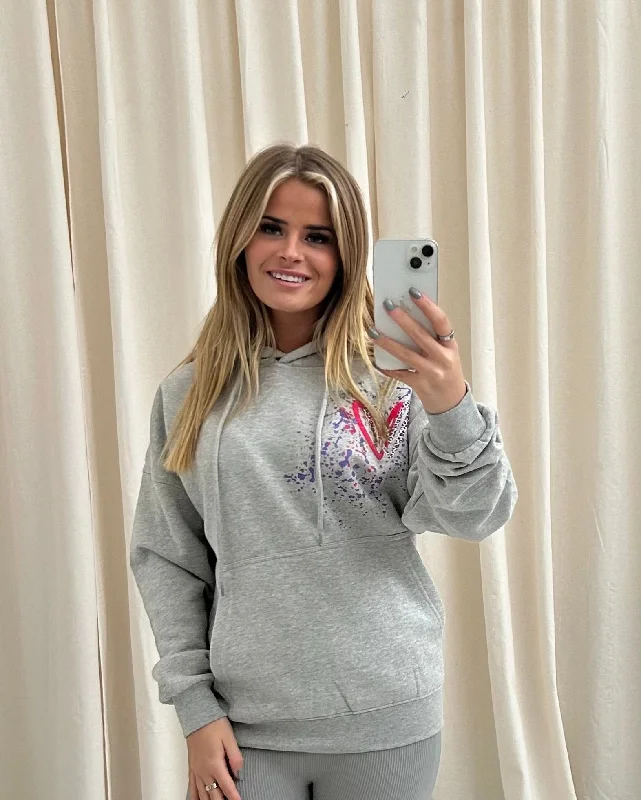 Savings Galore Multicoloured Leopard Print Graffiti Hoodie Grey