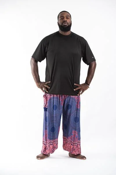 Unmissable Offer Plus Size Unisex Geometric Mandalas Harem Pants in Blue
