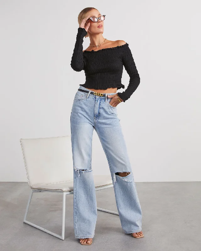Weekend Specials to Enjoy Yes Please Smocked Off The Shoulder Top