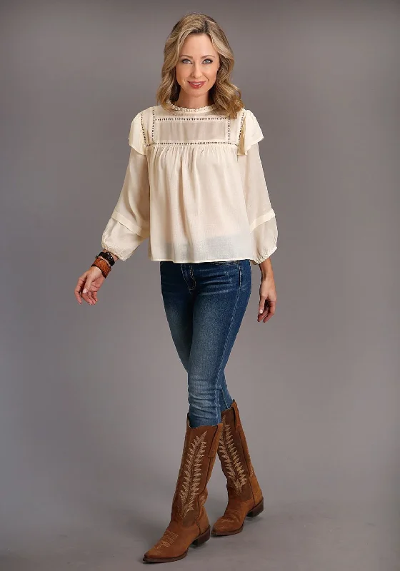 Big Discounts Stetson Womens Cream Rayon/Nylon Herringbone S/S Tunic
