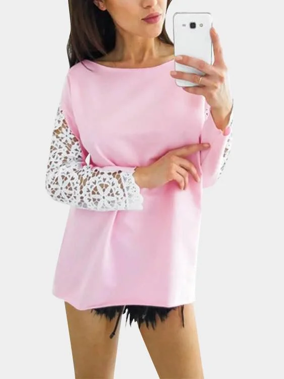 Bargain Bin Custom Round Neck Lace Long Sleeve T-Shirt