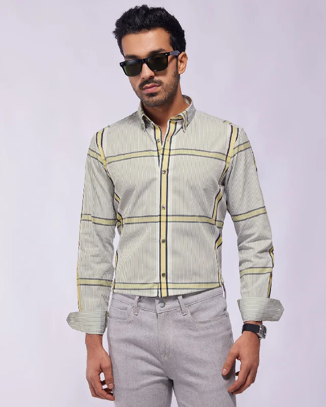 Cotton Checked Shirt - Light Grey