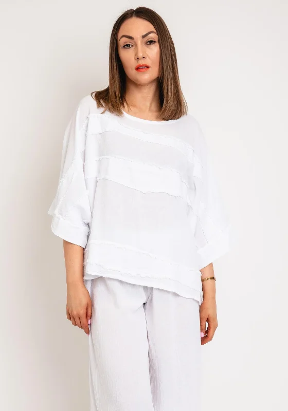 Final Clearance One Life Horizon Frayed One Size Top, Snow White