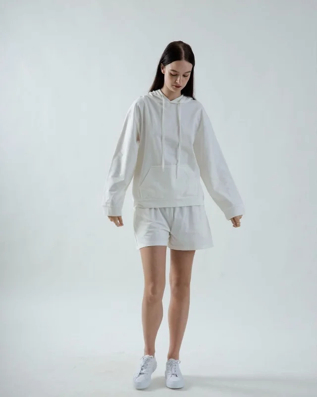 Weekend Bargains Galore Oversized Cotton Hoodie (White)