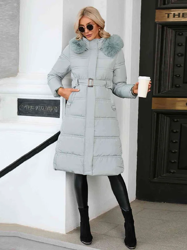 Weekend Savings Bonanza TastyHottie - Longline Hooded Winter Coat with Pockets