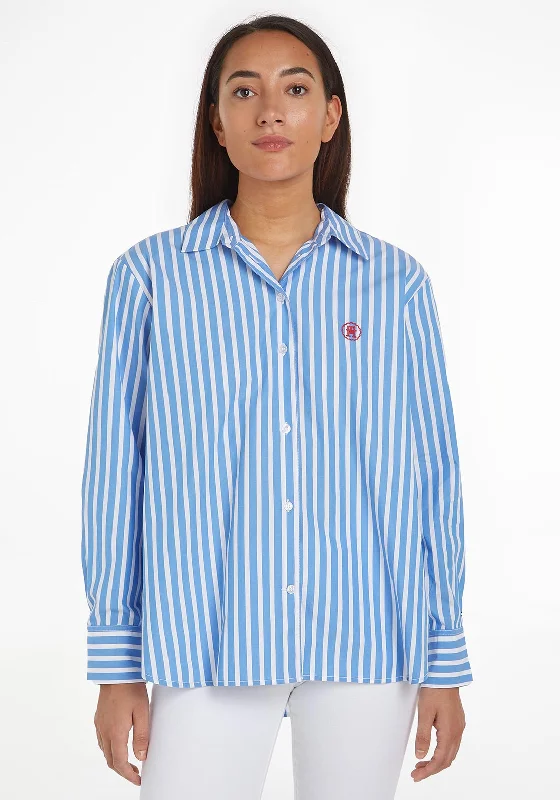 Special Buy Tommy Hilfiger Womens Striped Easy Fit Shirt, Bold Stripe & Blue Spell