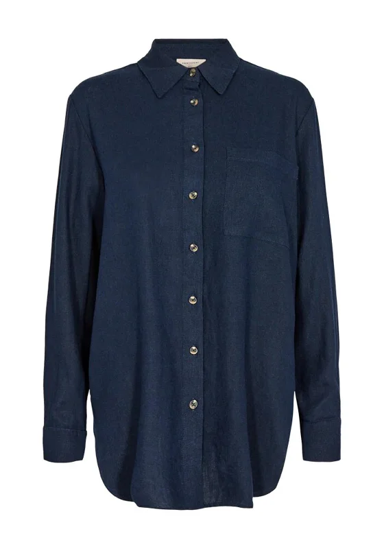 Weekend Price Cuts Galore Freequent Lava Linen Shirt, Navy Blazer